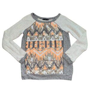 Potter's Pot Light Weight Sweatshirt With Sequin Aztec Detail-Gray-Small-GUC